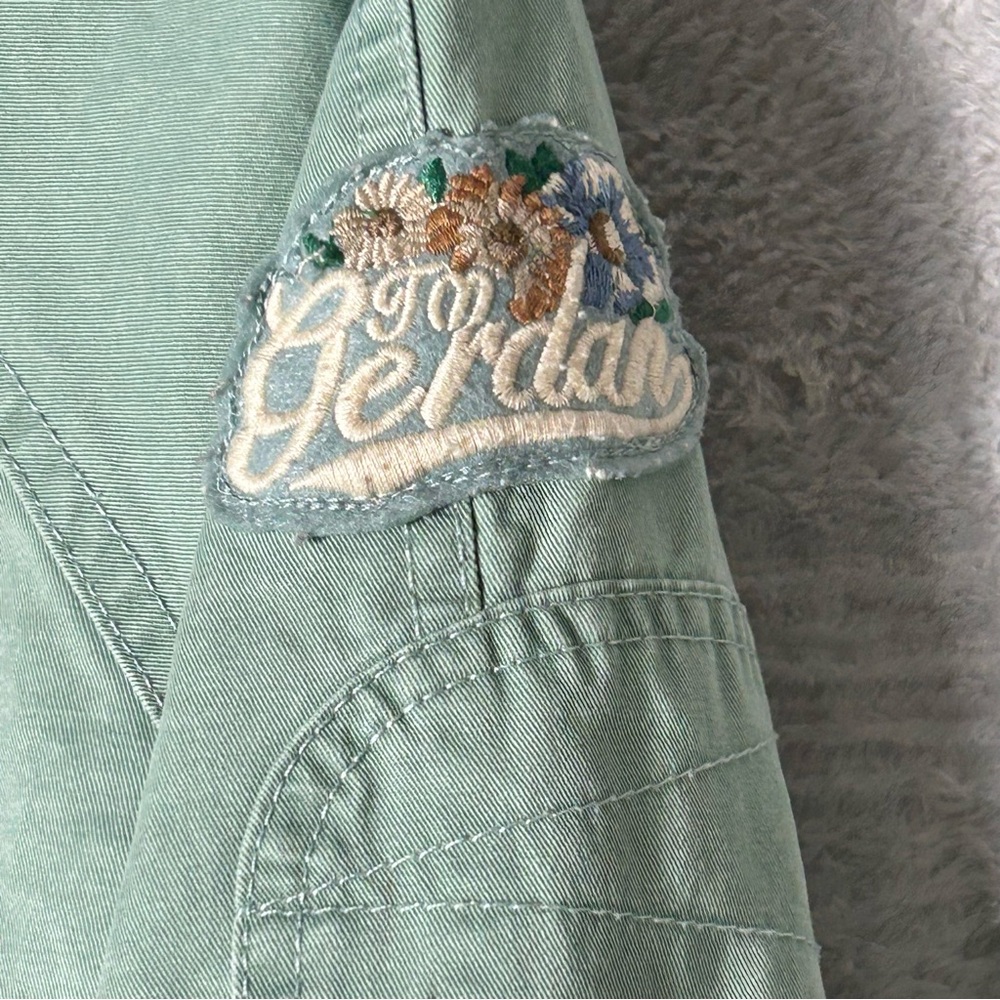 Samansa Mos2 SM2 Jacket Coat Womens XS S Green Zip‎ Snap Hoodie Patches READ - Picture 11 of 16